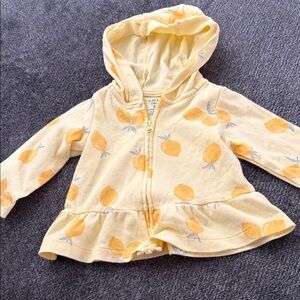 Carter's Yellow lightweight lemon Print Hooded Zip Jacket.
